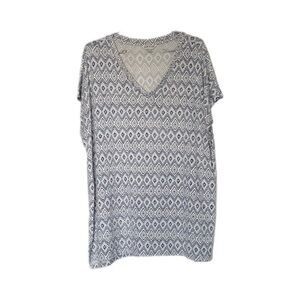 Orvis Blue Diamond Print V Neck Short Sleeve Tunic Top Women’s XXL